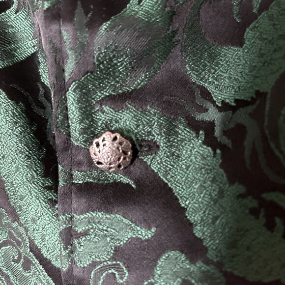 Wah Maker Frontier Clothing Vest Men XL 48 Green/black Paisly Waistcoat USA Made - Picture 4 of 14